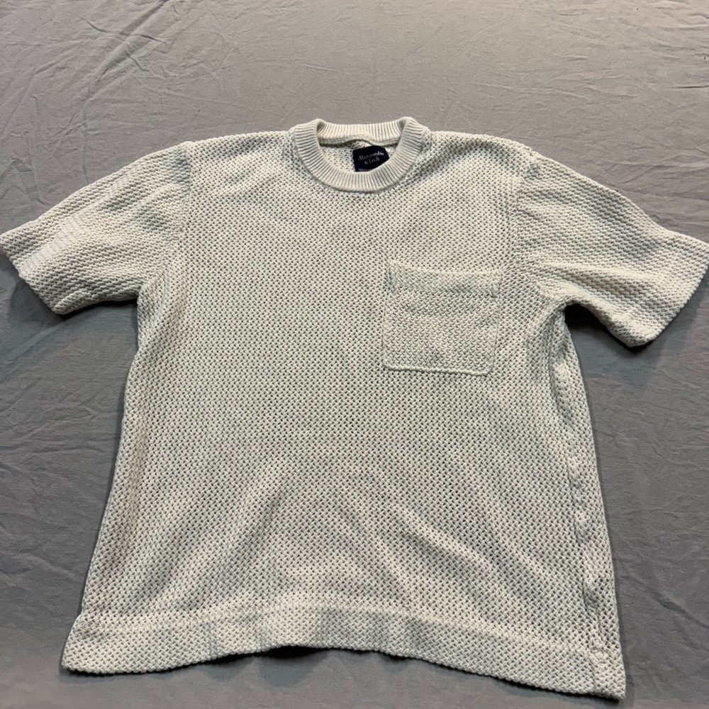 Abercrombie & Fitch Textured Cream Short Sleeve Tee